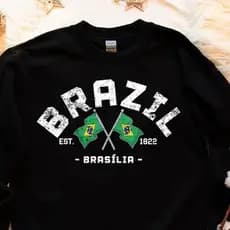 Moletom Masculino Feminino Oversized Estampa Brasil Brasília 1822 Bandeiras Cruzadas Streetwear Casual