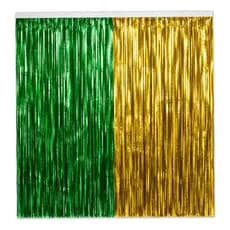 Kit  Cortina Metalizada Franja 1x2m Verde e Dourada Decoração Festa Brasil Aniversário