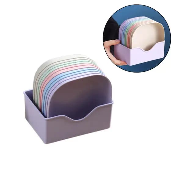 Conjunto 10 Pratos + Escorredor de Plástico Resistentes e Reutilizáveis BM-F1366 - (Cores Sortidas)