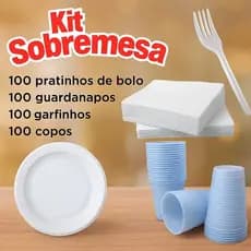 Kit Descartáveis Festa de Aniversário Econômico 300 peças - Copo, prato, talher guardanapo