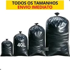 Saco de Lixo Resistente 50 Unidades Preto 40L