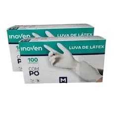 Luva de Látex Procedimento Com Pó Tamanho M 100 Unidades Inoven
