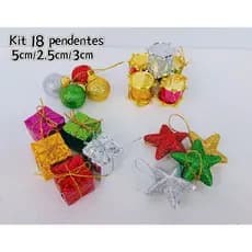 Kit Pendente Natalino 18 Peças Para Decorar Arvore De Natal - Enfeite de Natal.SA