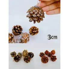Pinha Natural Enfeite De Natal Glitter 3 Cm Kit 6 Pinhas Para Decorar Arvore De Natal Guirlanda.SA