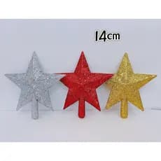 Decoração De Árvore Natalina Ponteira De Estrela 14cm Com Glitter