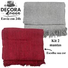 Kit 2 Mantas Para Sofá 210x120cm Algodão Decorativa Artesanal | Cobre Sofá e Colchão