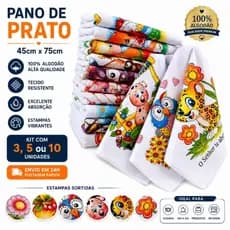 Kit 3 5 10 Panos de Prato 100% Algodão 45x75 Super Absorvente Cozinha