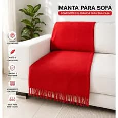 Manta Para Sofá ou Cama 100% Algodão 210x120 Decorativa Macia