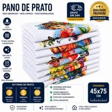 Kit Pano de Prato Estampado 3 5 ou 10 Peças 100% Algodão Pano de Copa Grosso Alta Absorção