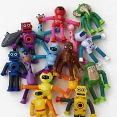 Kit com 4 girafas sucção pop tube luz led com ventosa estica brinquedo infantil
