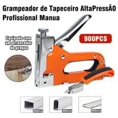 Grampeador de Tapeceiro Alta Pressão Profissional Manual + 900 Grampos Ferramentas Profissional