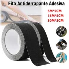 Fita Antiderrapante Adesiva 5 ou 30 Metros Prevenção Contra Acidentes em Pisos Escorregadios