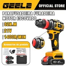 Parafusadeira Furadeira 18/21V 85N 2 Baterias Com Caixa De Armazenamento Kit Parafusadeira Elétrica  brushless