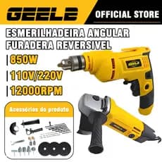 Kit Furadeira / Parafusadeira E Lixadeira / Esmerilhadeira 850W 13/14mm e Maleta de Transporte Com Acessórios