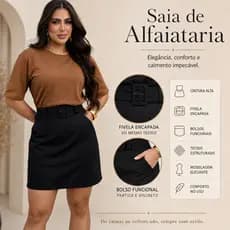 saia feminina alfaiataria casual com cinto