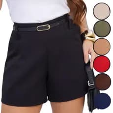Short Bermudas Feminina Alfaiataria Social FORMA GRANDE ACOMPANHA CINTO