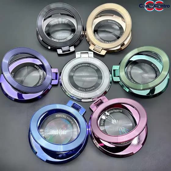 Anel De Metal Brilhante Suporte De Dedo Para Celular Compatível Com