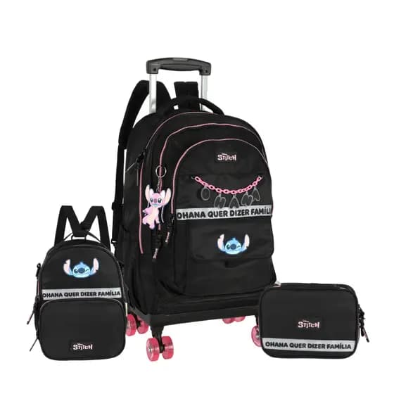 Kit Mochila Juvenil Rodinhas Stitch Original 2026