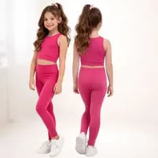 Conjunto Calça Top Fitness Ballet Collant Feminino Verão Bloguerinha Escola Ginástica Menina