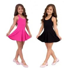 Kit 2 Macaquinho Infantil Short Saia Menina Ballet Confortável Poliamida Geladinha Escola Dança