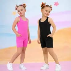 Kit 2 Macaquinho Infantil Feminino Fitness Poliamida Elástico Treino Menina Dança Ballet Jogo