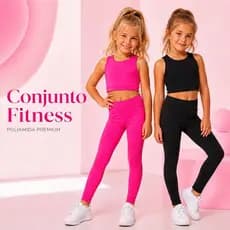 Kit 2 Conjunto Fitness Menina Infantil Menina  Criança Kit 2 Calça Legging Top Corrida Dança Parque Escola