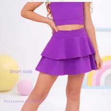 Short Saia Infantil Menina Com Babado Duplo Super Confortável Leve Shorts Saia Passeio Parque Menina