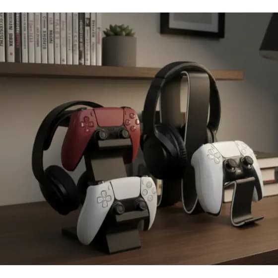 Suporte Simples E Duplo Controle PS5 e Xbox Fone Headset Gamer Base Mesa Organizador Acessor PlayStation Xbox
