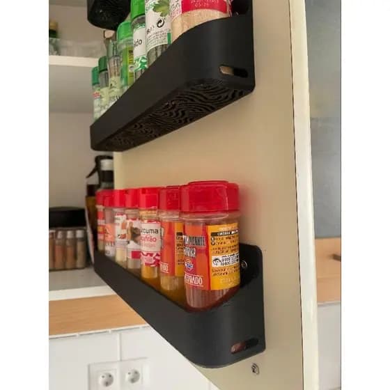 Organizador de Temperos de Parede Suporte Porta Condimentos Prateleira Cozinha Multiuso Rack Preto Compacto