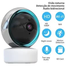 Monitor Bebê Câmera Wi-Fi Visão Noturna Voz Bidirecional Sensor Temperatura Armazenamento Cartão SD App Celular