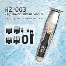 Cortador de Cabelo Profissional Impermeável Sem Fio Bivolt 1200mAh Lâmina Aço Carbono Silencioso Barba Recarregável