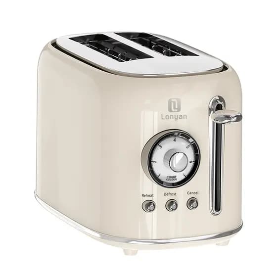 Torradeira 800W LONYAN 220V 7 Níveis Antiaderente Aço Inox Desligamento Automático Bandeja Coletora Café Manhã