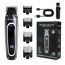 Máquina Cortar Cabelo Barba Profissional LONYAN Sem Fio Bivolt 1200mAh IPX6 Impermeável Display Digital Recarregável