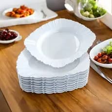 Kit 100 Pratos Plásticos Reutilizáveis Quadrados Resistentes Leve - Eventos Festas Churrasco