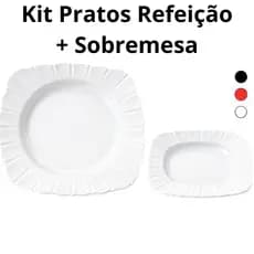 24 Pratos de Plástico Kit Refeição e Sobremesa Churrasco Eventos Não descartável Pratos para Festas