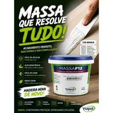 Massa F12 BRANCA  De Calafetar Correção Reparo Madeira Viapol 400g