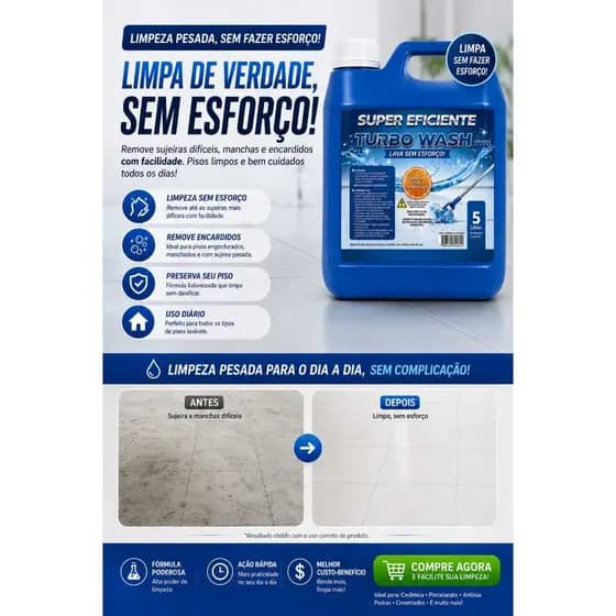 Turbo Wash Limpa Piso Sem Esfoço 5 L