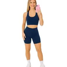 Conjunto Fitness Feminino Top Nadador + Short Cós Alto