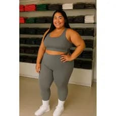 Conjunto Fitness Feminino Top Nadador + legging Cós Alto Plus size