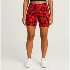 Shorts Fitness Tie Dye Laranja Cós Alto Suplex Plus Size