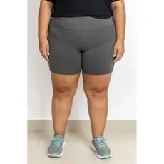 Shorts Mescla Plus Size Fitness tecido grosso Cós alto