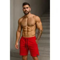 Bermuda Masculina Vermelho Moletom streewear básico com bolso treino musculação  bolsos verão!Use cupom de frete grátis!