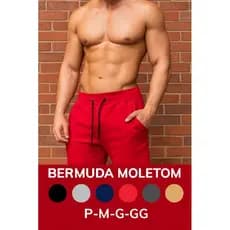 Bermuda Moletom Masculina Básica Streetwear Casual Academia Confortável com Bolsos P M G GG!Use o cupom de frete grátis!