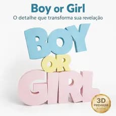 Letreiro Chá Revelação Boy or Girl 3D Decoração Festa Chá de Bebê Mesa Decorativa Menino ou Menina