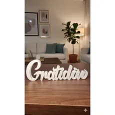 Placa Decorativa Gratidão - Letreiro Luxo para Mesa Sala Estante Escritório Moderno Minimalista