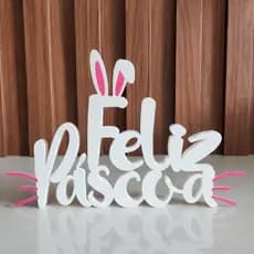 Placa Decorativa Feliz Páscoa - Enfeite de Mesa para Ceia, Casa e Decoração de Interiores Escritório