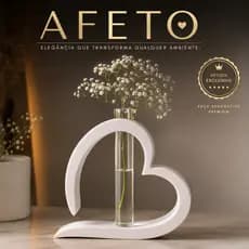 Vaso Decorativo Coração Minimalista com Tubo de Vidro | Decoração Moderna Sala Quarto AFETO
