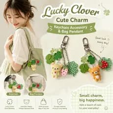 Lucky Clover Chaveiro Bonito Estilo Japonês Bolsa Charme Trevo De Quatro Folhas Pingente Presente