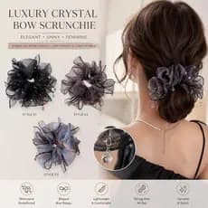 3 Estilos Strass Arco Scrunchies Elegante Luxo Organza Laços De Cabelo Temperamento Diário Feminino Acessório