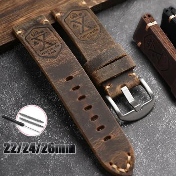 Pulseiras De Couro Genuíno Vintage Feitas À Mão 22mm 24mm 26mm Relógio De Pulseira Para Homens E Mulheres Cinto Universa